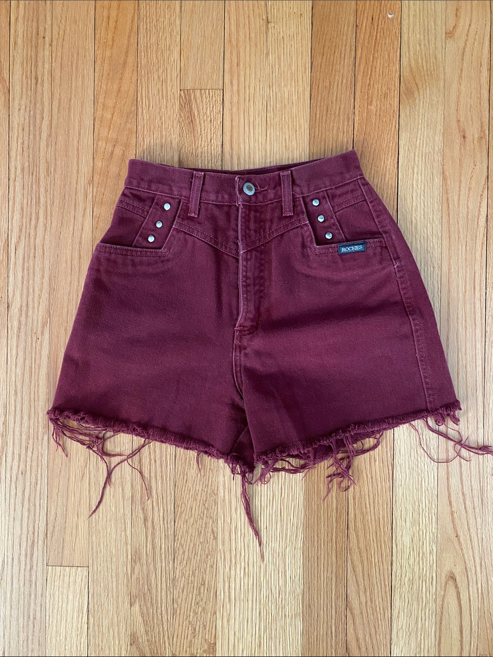 Vintage Rockies Bareback Cutoff Shorts Maroon